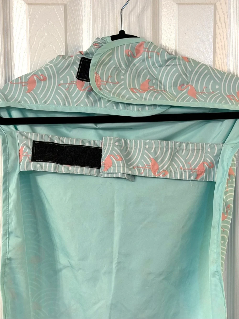 Frisco XL Dog Raincoat Flamingo Print Mint Green Hooded Waterproof Jacket